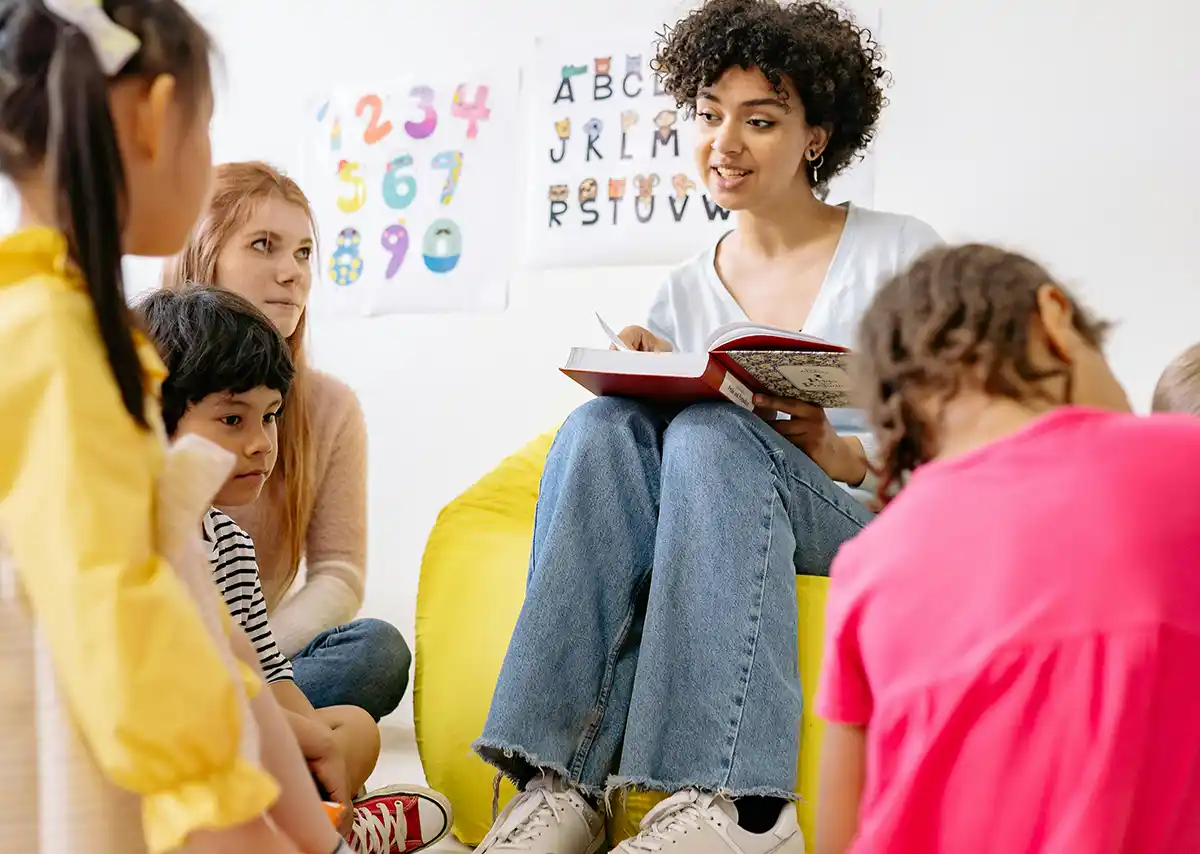 teacher and children